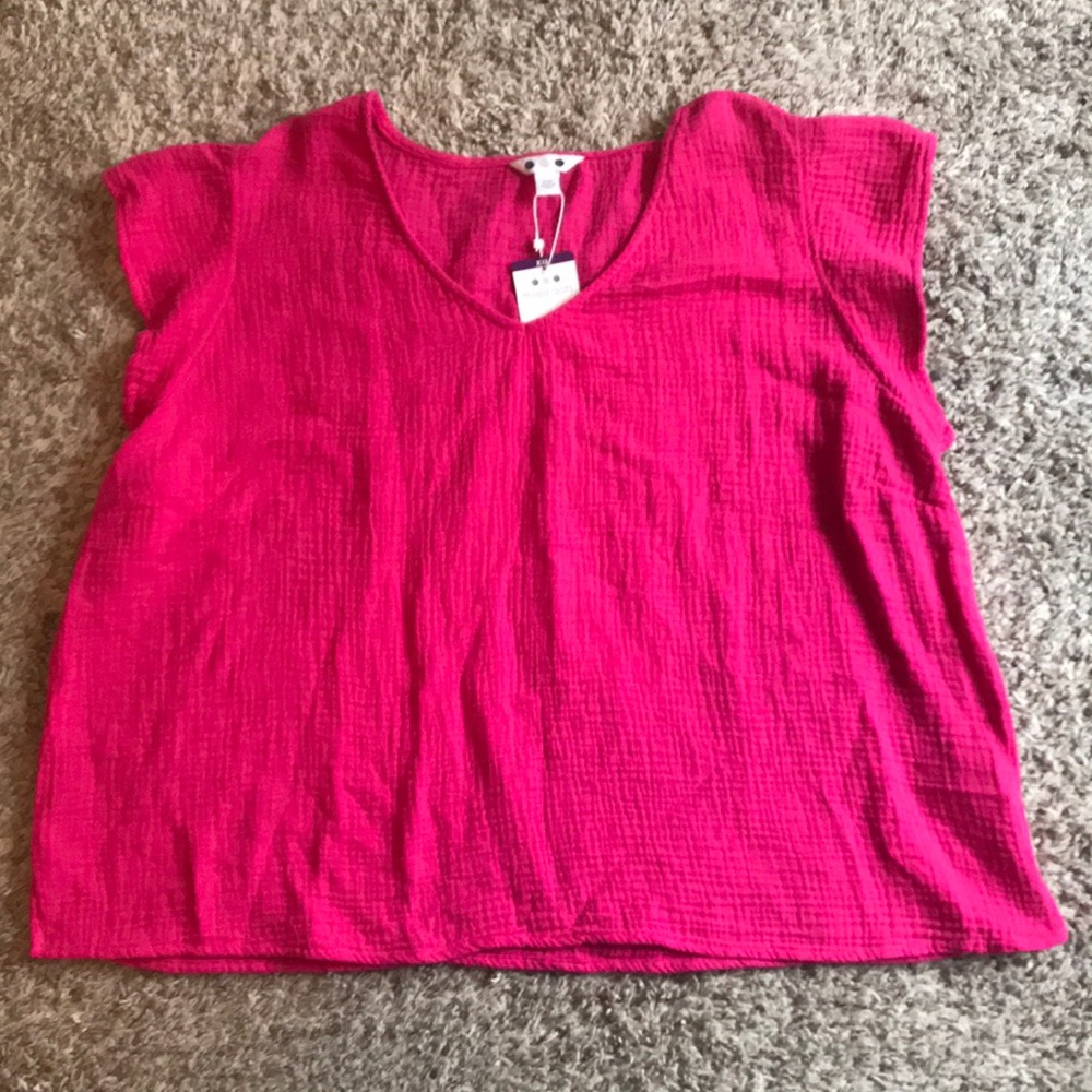 three dots fuchsia double gauze top size XXL